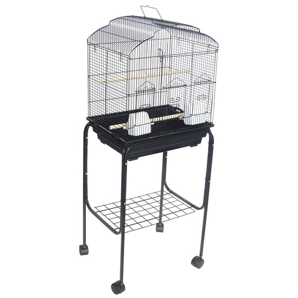 Peticare 5804-4814BLK Shell Top Bird Cage with Stand, Black - PE3286251