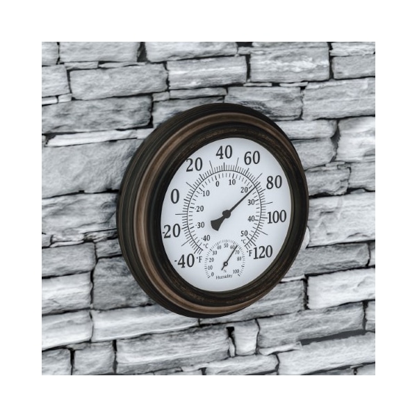 Nature Spring Wall Thermometer Decorative Indoor/Outdoor Temperature and Hygrometer Humidity Gauge, 5.5" Display - 636457GMF