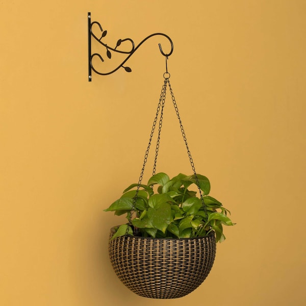 Gardenised Decorative Metal Wall Mounted Hook for Hanging Plants, Bracket Hanger Flower Pot Holder, PK 2 - QI003983.2