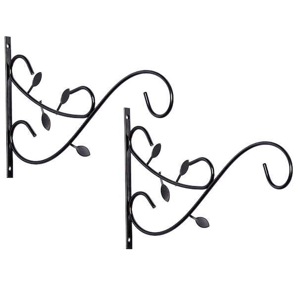 Gardenised Decorative Metal Wall Mounted Hook for Hanging Plants, Bracket Hanger Flower Pot Holder, PK 2 - QI003983.2