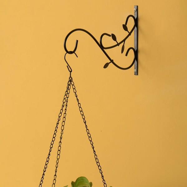 Gardenised Decorative Metal Wall Mounted Hook for Hanging Plants, Bracket Hanger Flower Pot Holder, PK 2 - QI003983.2