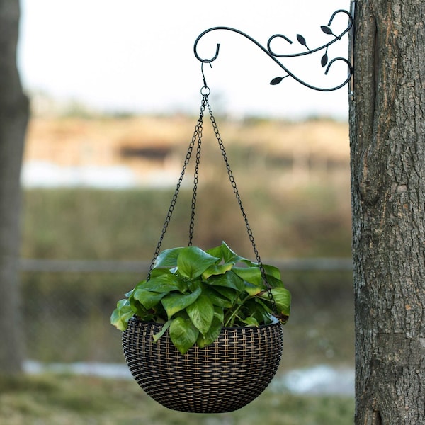 Gardenised Decorative Metal Wall Mounted Hook for Hanging Plants, Bracket Hanger Flower Pot Holder, PK 2 - QI003983.2