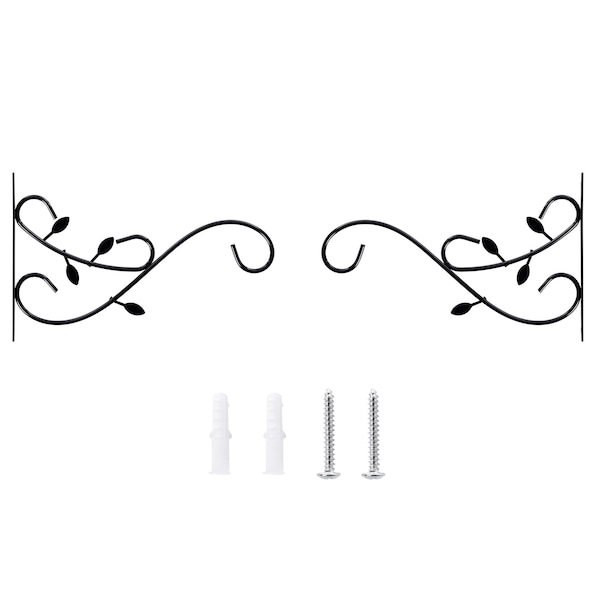 Gardenised Decorative Metal Wall Mounted Hook for Hanging Plants, Bracket Hanger Flower Pot Holder, PK 2 - QI003983.2