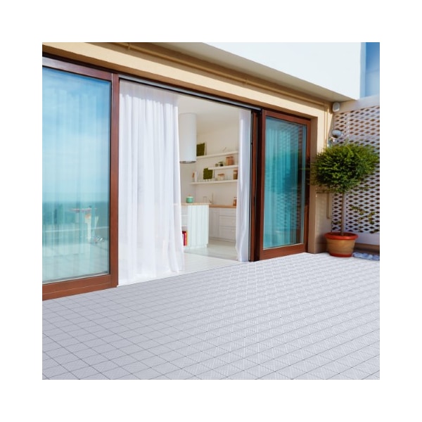 Nature Spring Patio and Deck Tiles, Interlocking Outdoor Flooring Pavers Weather Resistant, Square, Grey, Set of 6 - 951859MFX