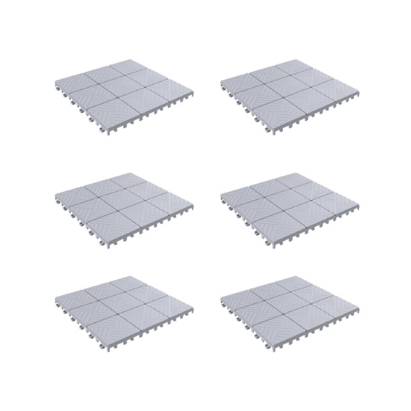 Nature Spring Patio and Deck Tiles, Interlocking Outdoor Flooring Pavers Weather Resistant, Square, Grey, Set of 6 - 951859MFX
