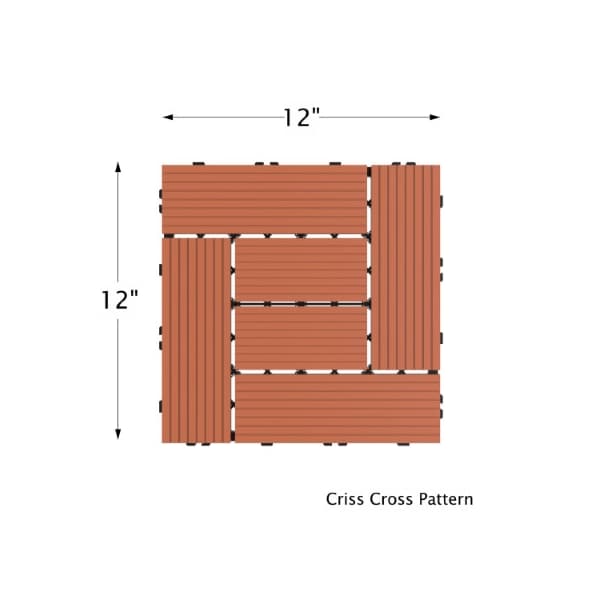 Nature Spring 6-piece Patio and Deck Tiles, Interlocking Criss-Cross Pattern for Outdoor (Square, Terra Cotta) - 325364DDE