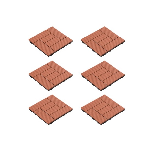 Nature Spring 6-piece Patio and Deck Tiles, Interlocking Criss-Cross Pattern for Outdoor (Square, Terra Cotta) - 325364DDE