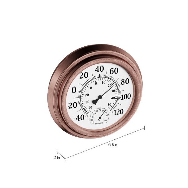 Nature Spring 5.5 in Wall Thermometer Display, Decorative Indoor/Outdoor Temperature and Hygrometer Humidity Gauge - 804480XIE