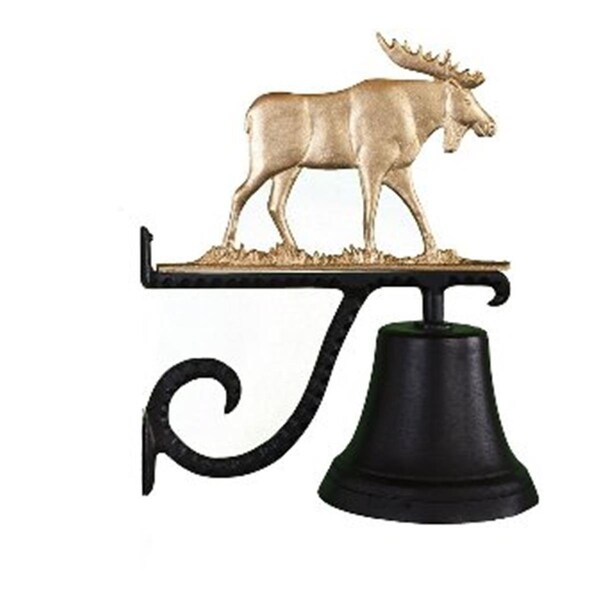Swivel Cast Bell With Gold Bronze Moose Ornament - SW742005
