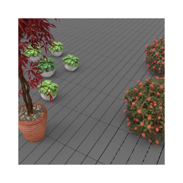 Hastings Home Hastings Home Patio Tiles - (Dark Gray, Set of 6) - 391911JXK