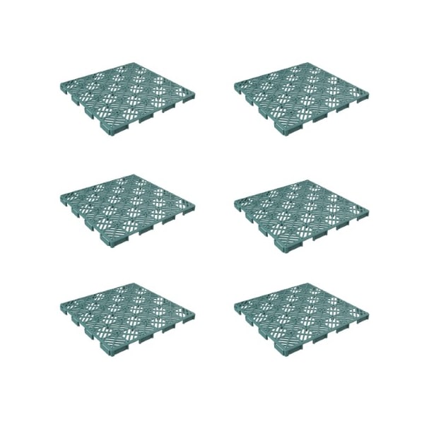 Nature Spring Set of 6 Patio and Deck Tiles Interlocking Pattern Outdoor Flooring Pavers Weather Resistant, Green - 437803YAI