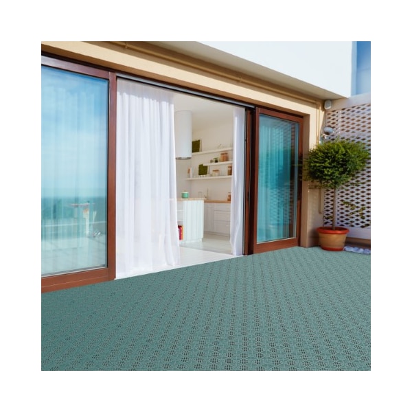 Nature Spring Set of 6 Patio and Deck Tiles Interlocking Pattern Outdoor Flooring Pavers Weather Resistant, Green - 437803YAI