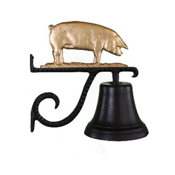 Swivel Cast Bell With Gold Bronze Pig Ornament - SW387086