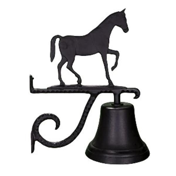 Swivel Cast Bell With Satin Black Gaited Horse Ornament - SW659092