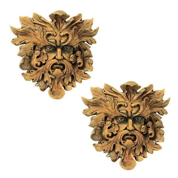 Design Toscano Oak King Greenman Wall Sculptures: Set of Two - QL957154