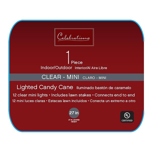 Celebrations Celebrations Clear Lighted Candy Cane 27 in. Pathway Decor - 21254-71
