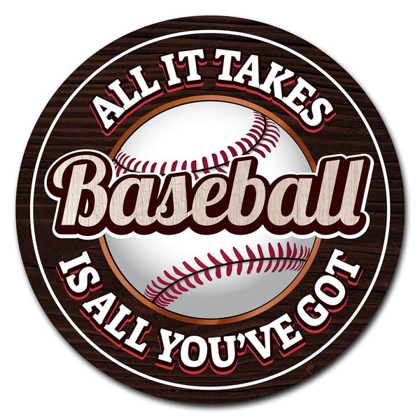 Signmission Corrugated Plastic Sign With Stakes 16in Circular-Baseball - C-16-CIR-WS-BASEBALL
