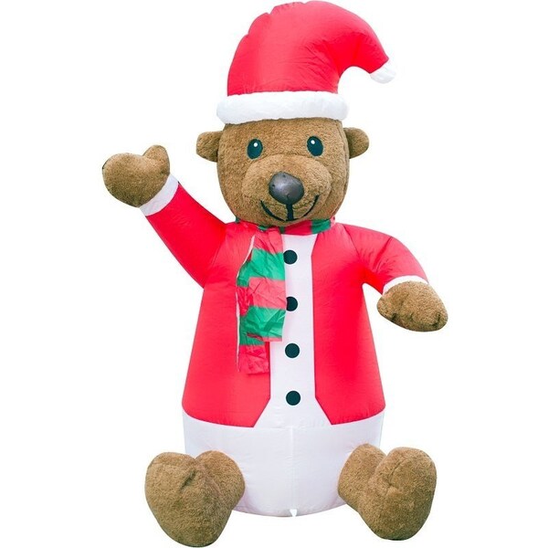 Santas Forest Inflatable Bear Moose Penguin, 4 ft H, White, Red, Green, Brown, Black, LED Bulb - 90519
