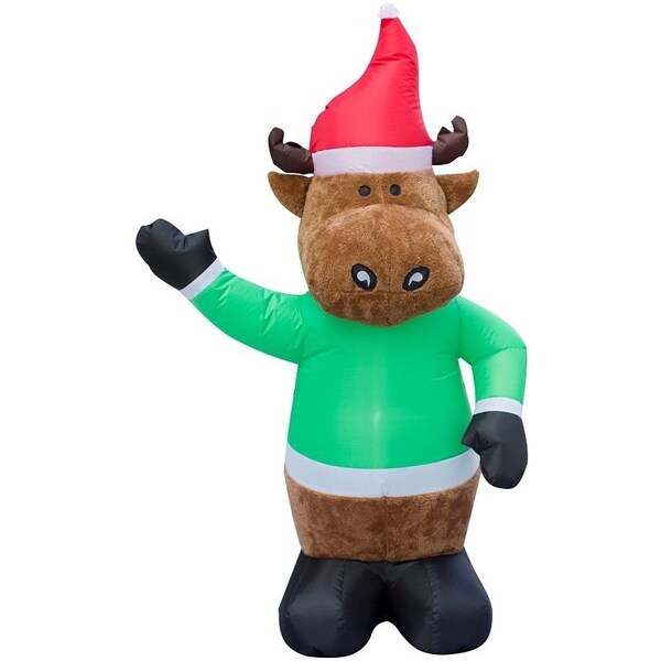 Santas Forest Inflatable Bear Moose Penguin, 4 ft H, White, Red, Green, Brown, Black, LED Bulb - 90519