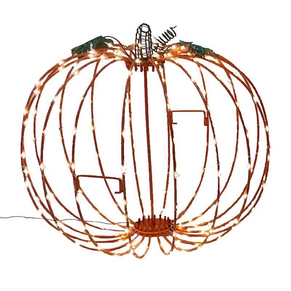Celebrations Celebrations White 216 ct 14 in. LED Prelit Foldable Pumpkin Halloween Decor - PMSORA