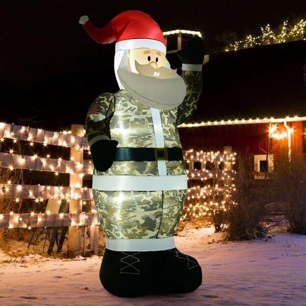 Omg 8 ft. Outdoor Inflatable Christmas Military Santa Claus Airblown - OM3114679