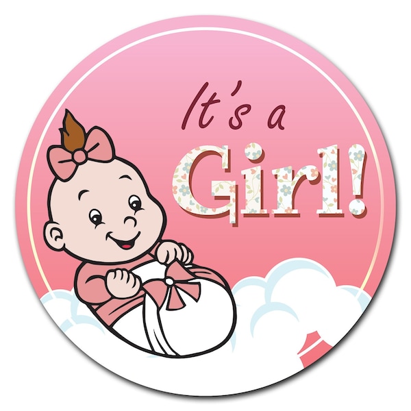 Signmission Corrugated Plastic Sign With Stakes 24in Circular-Its A Girl - C-24-CIR-WS-ITS A GIRL