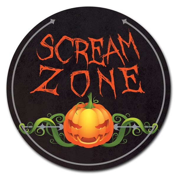 Signmission Corrugated Plastic Sign With Stakes 24in Circular-Scream Zone - C-24-CIR-WS-SCREAM ZONE