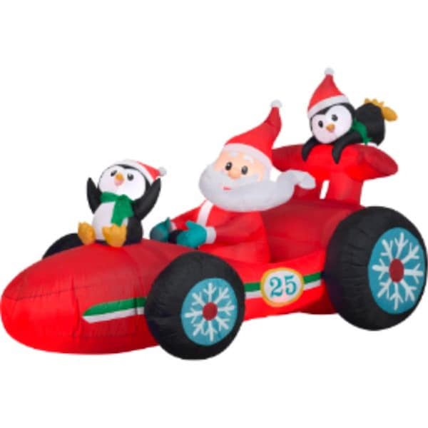 Airblown Inflatables Santas Racecar with Penguins - G08 113061X