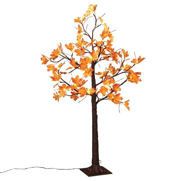 Gerson Gerson Warm White 48 ct 4 ft. LED Prelit Maple Leaf Lighted Tree Halloween Decor - 2366880