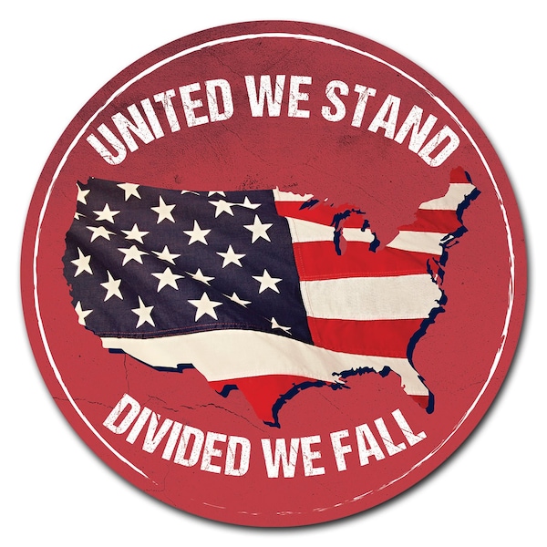 Signmission Corrugated Plastic Sign With Stakes 16in Circular-United We Stand - C-16-CIR-WS-UNITED WE STAND