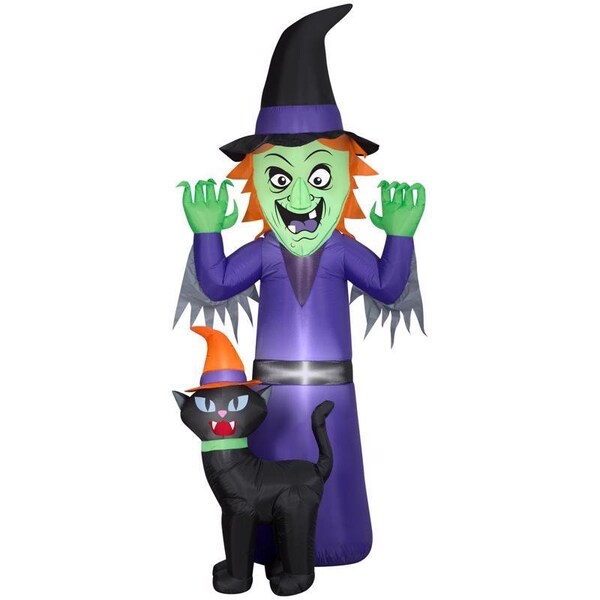 Gemmy Gemmy Airblown 9 ft. LED Prelit Witch and Cat Inflatable - 229619