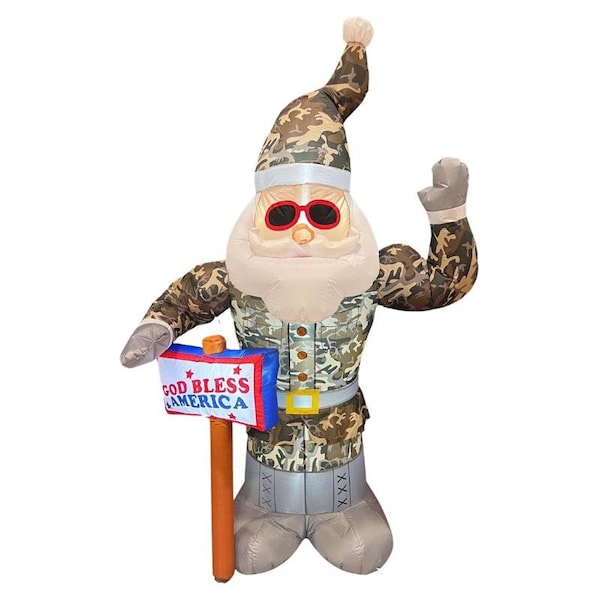 Celebrations Celebrations Army Santa 7 ft. Inflatable - MY-22S745