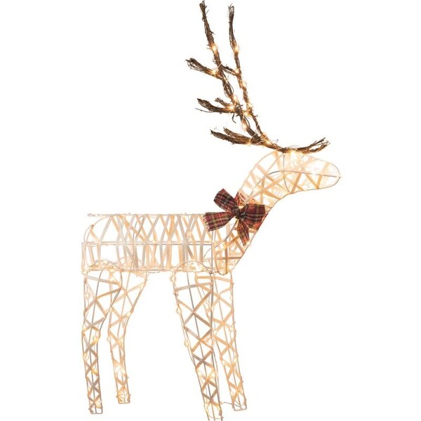 Celebrations Sienna LED White 48 in. 3D Wire Buck Yard Decor - R6404128