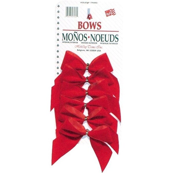 Holiday Trims Outdoor Bow, 0.5 in H, Velvet, Red - 7930