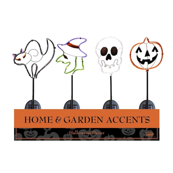 Alpine Alpine Assorted Metal 23.3 in. H Halloween Solar Garden Stake - RGG360A