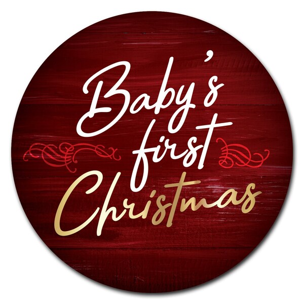 Signmission Corrugated Plastic Sign With Stakes 24in Circular-Babys First Christmas - C-24-CIR-WS-BABYS FIRST CHRISTMAS