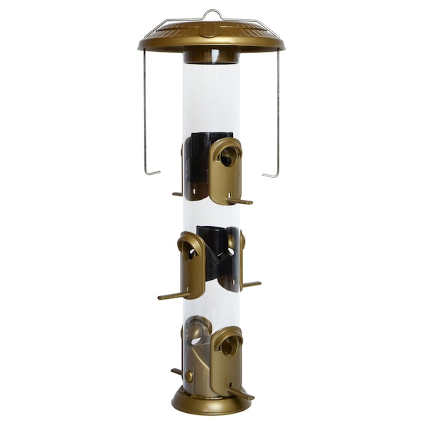Natures Way Nature's Way Deluxe Wild Bird and Finch 1.5 qt Metal/Plastic Funnel Flip-Top Tube Bird Feeder 6 port - NMFFB-19