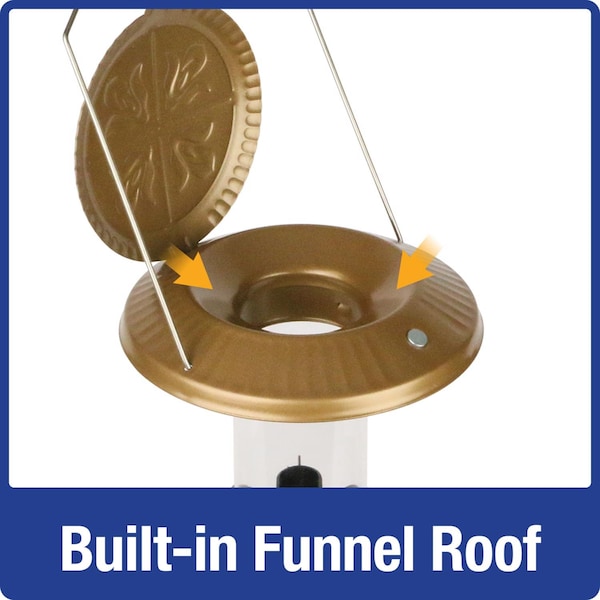 Natures Way Nature's Way Deluxe Wild Bird and Finch 1.5 qt Metal/Plastic Funnel Flip-Top Tube Bird Feeder 6 port - NMFFB-19