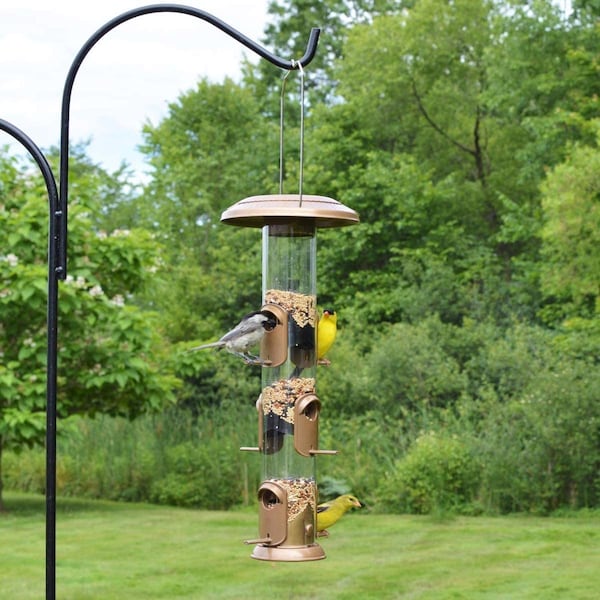 Natures Way Nature's Way Deluxe Wild Bird and Finch 1.5 qt Metal/Plastic Funnel Flip-Top Tube Bird Feeder 6 port - NMFFB-19