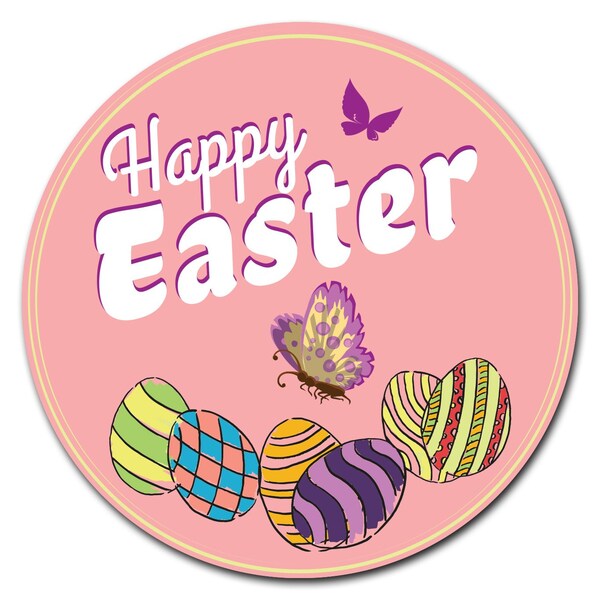Signmission Corrugated Plastic Sign With Stakes 16in Circular-Happy Easter - C-16-CIR-WS-HAPPY EASTER 2