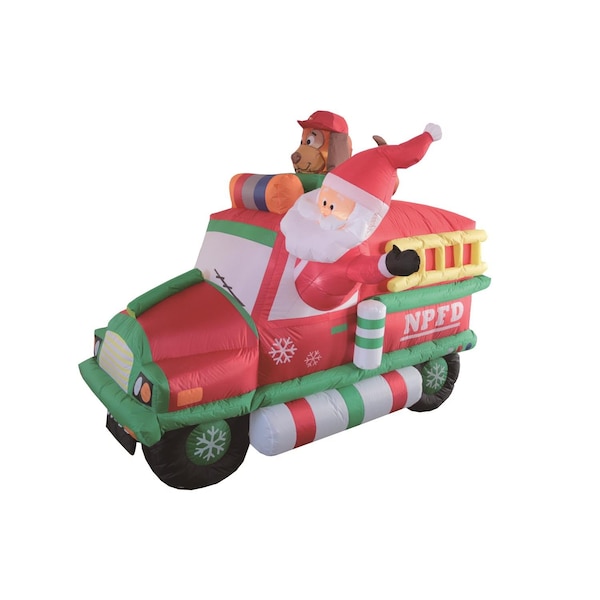 Celebrations Celebrations Firetruck w/ Puppy 6.5 ft. Inflatable - MY-22C758