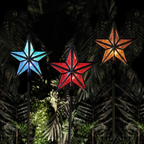Solaris Solaris LED Solar Powered Star Garden Stake 35 in. Pathway Decor - QTT300ABB