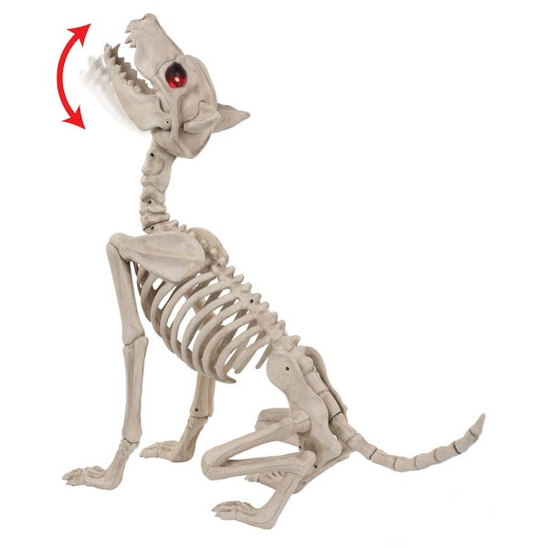 Seasons Usa Seasons Red 27.5 in. Prelit Animated Wolf Skeleton Halloween Decor - W81895