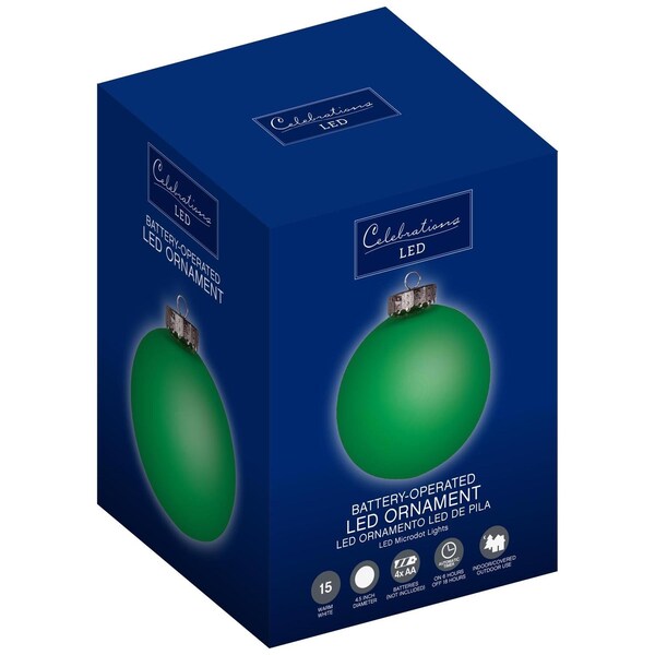 Celebrations Celebrations Blue LED Green Ornament 5 in. Hanging Decor - 25059-71
