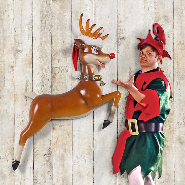 Design Toscano Santa's Red-Nosed Christmas Reindeer Wall Sculpture - NE170109