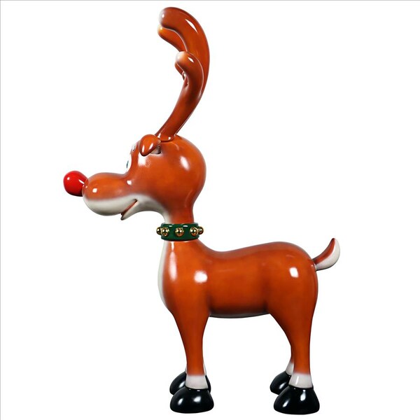 Design Toscano Jolly Holly, Santa's Red-Nosed Christmas Reindeer Statue - NE210067