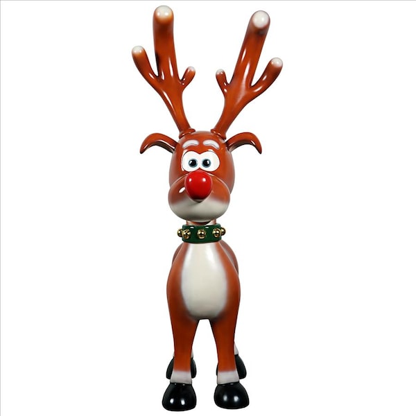 Design Toscano Jolly Holly, Santa's Red-Nosed Christmas Reindeer Statue - NE210067