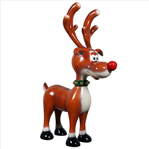 Design Toscano Jolly Holly, Santa's Red-Nosed Christmas Reindeer Statue - NE210067