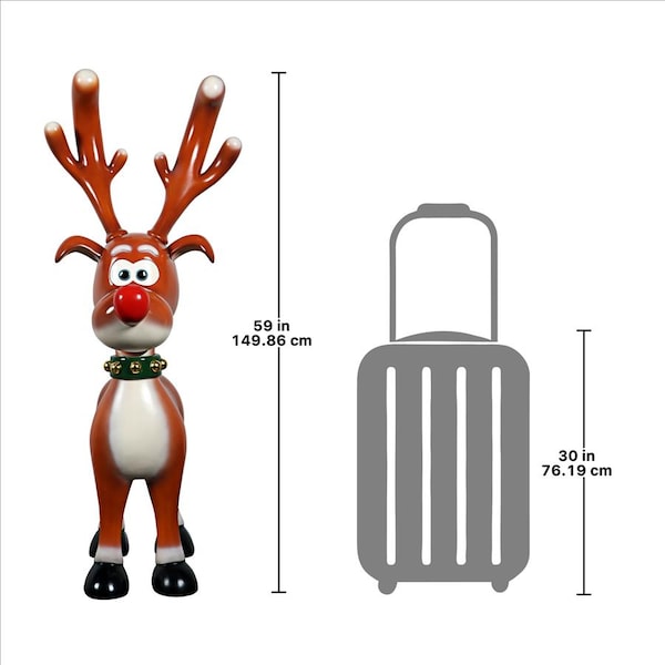 Design Toscano Jolly Holly, Santa's Red-Nosed Christmas Reindeer Statue - NE210067