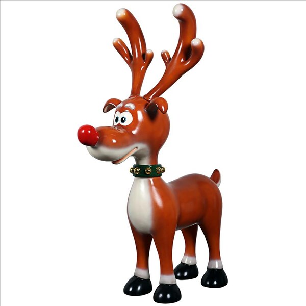 Design Toscano Jolly Holly, Santa's Red-Nosed Christmas Reindeer Statue - NE210067